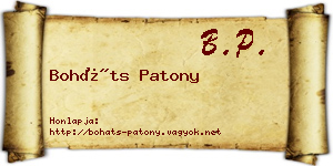 Boháts Patony névjegykártya